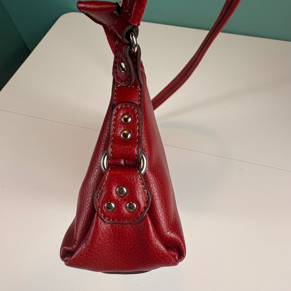 Vintage Rolfs Brand Red Leather Shoulder Bag Small Hobo Purse Classic Style - Picture 9 of 12